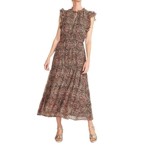 BB Dakota by Steve Madden Floral Tiered Midi Dress Small Boho Fall - Picture 9 of 11